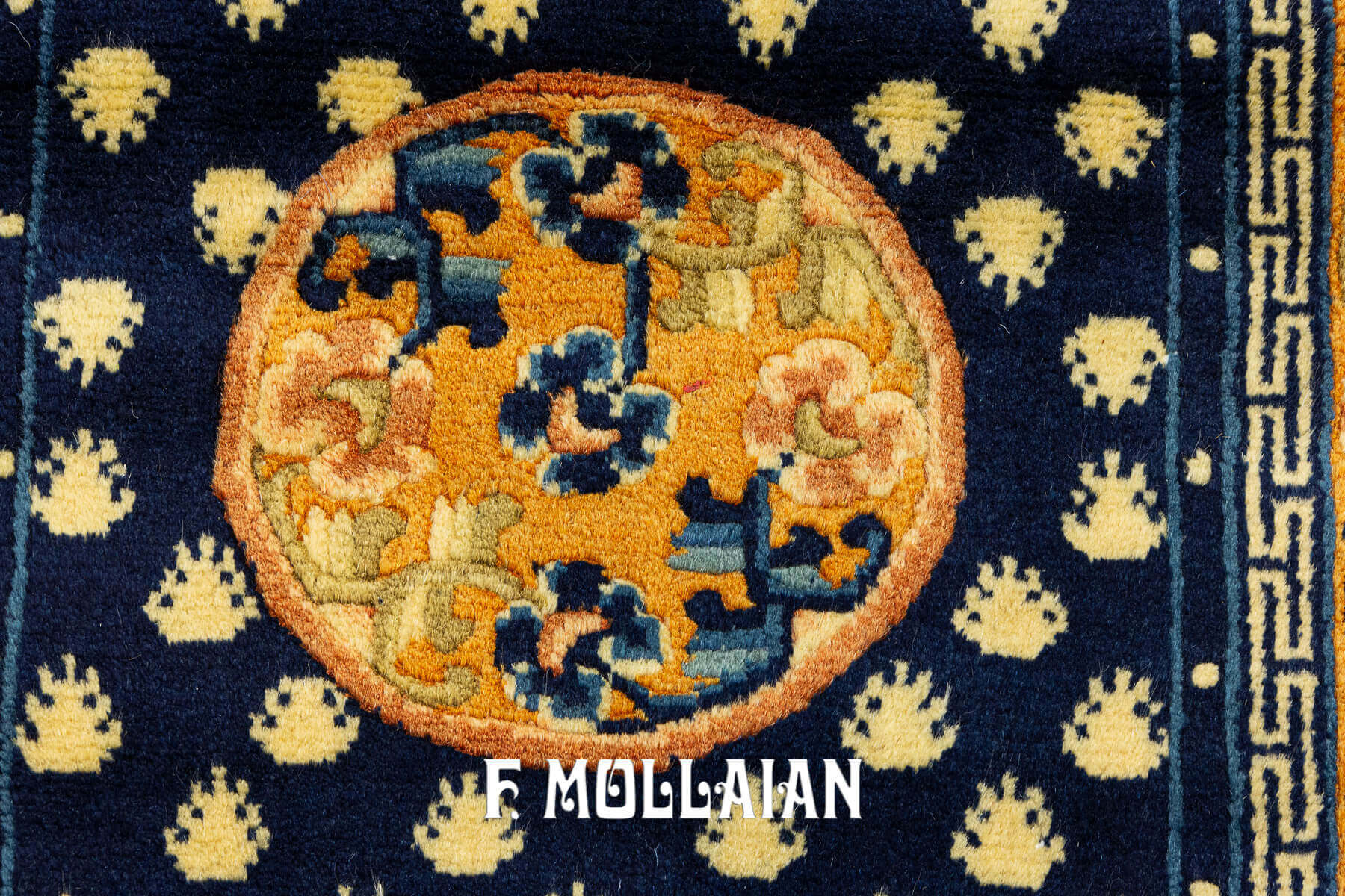 Tappeto Piccolo Antico Tibetano Decorativo  Annodato a Mano n°:97003151